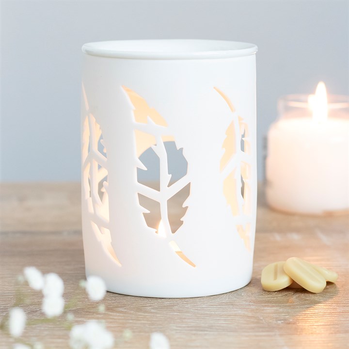 White Feather Cut Out Oil/Wax Burner